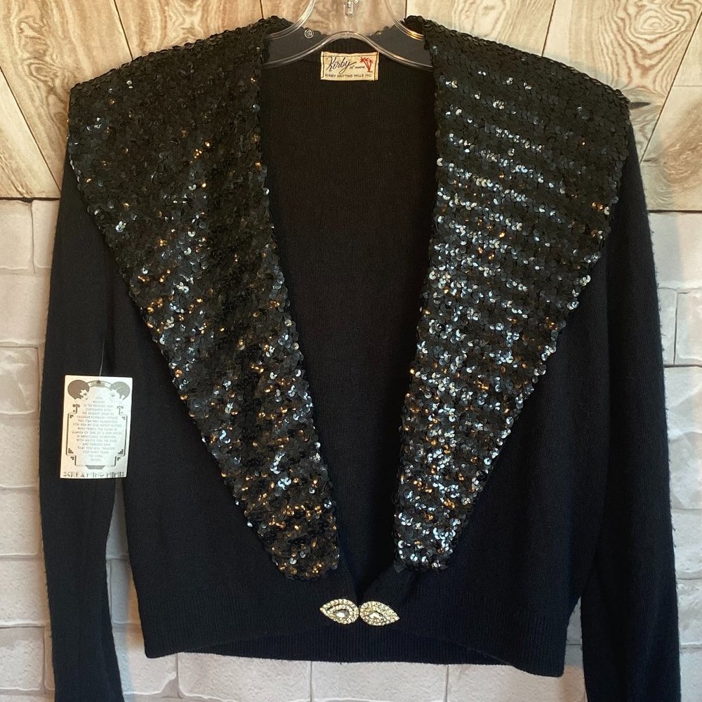 VINTAGE EMBELLISHED BLACK CARDIGAN (SZ 2-4) (VGUC)